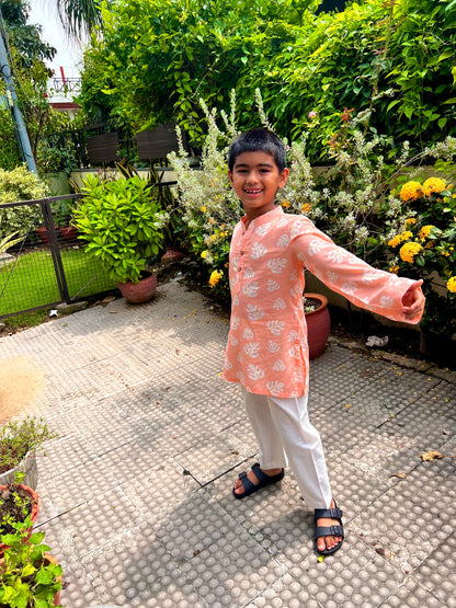 Peach Palm Boys Kurta Set