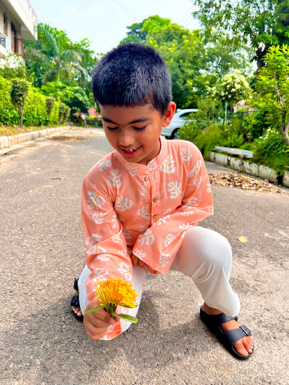 Peach Palm Boys Kurta Set